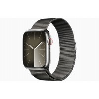 Смарт-часы Apple Watch Series 9 GPS + Cellular, 45mm Stainless Steel Case with silver Milanese Loop, чёрный