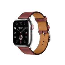 Умные часы Apple Watch Hermès Series 9 GPS + Cellular 41mm Stainless Steel Case with Rouge H Single Tour, бордовый