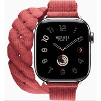 Apple Watch Hermès Series 10 GPS + Cellular 42mm Double Tour Torsade Rouge Grenat