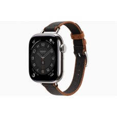 Apple Watch Hermès Series 10 GPS + Cellular 42mm Correa Simple Tour Twill Jump Attelage Noir/Gold 