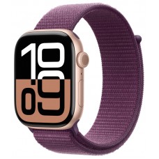 Apple Watch Series 10 42mm Rose Gold Aluminium Case with Plum Sport Loop