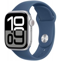Apple Watch Series 10 42mm Silver Aluminum Case with Denim Sport Band