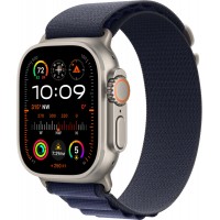 Apple Watch Ultra 2 (2024) 49мм Titanium Black/Navy Alpine Loop (Medium, 145–190 мм), синий