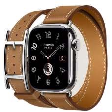 Apple Watch Hermès Series 10 42mm Stainless Steel Case with Hapi Gold Double Tour