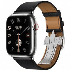 Apple Watch Hermès Series 10 GPS + Cellular 46mm Stainless Steel Case with Noir Deployment Buckle