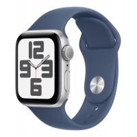 Apple Watch SE 2 2024 40mm Silver Aluminum Case with Storm Blue Sport Band
