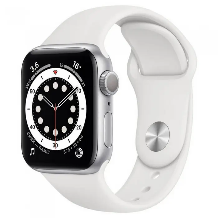 Apple Watch Series 6 GPS 40mm Aluminum Silver Case with Sport White Band MG283RU A