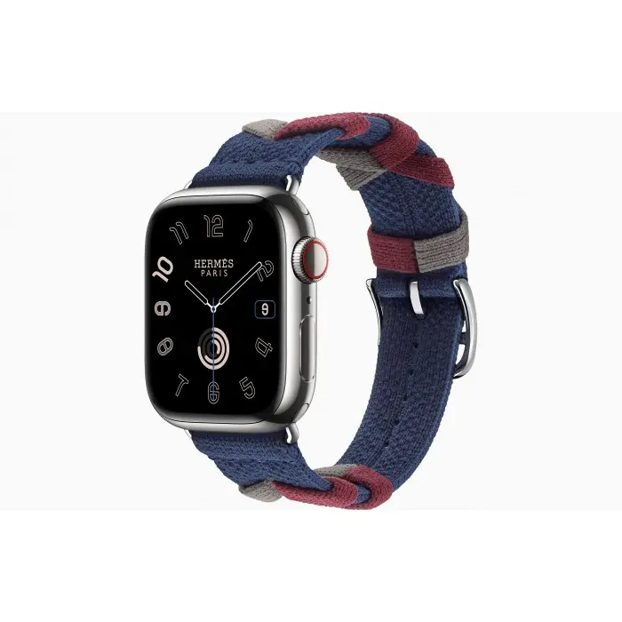 Apple Watch Hermes Series 9 GPS Cellular 41mm Stainless Steel Case with Navy Bridon Single Tour