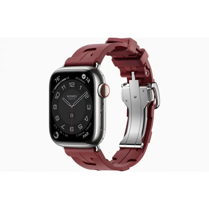 Умные часы Apple Watch Hermès Series 9 GPS + Cellular 41mm Stainless Steel Case with Rouge H Kilim Single Tour