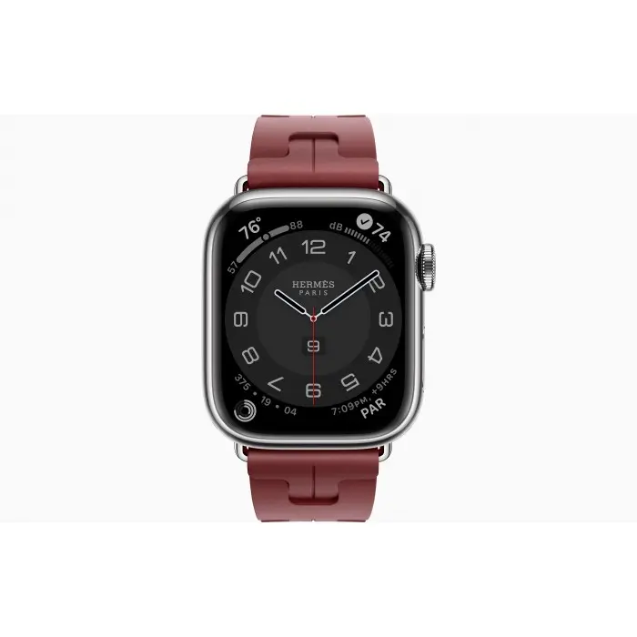 Умные часы Apple Watch Hermès Series 9 GPS + Cellular 41mm Stainless Steel Case with Rouge H Kilim Single Tour