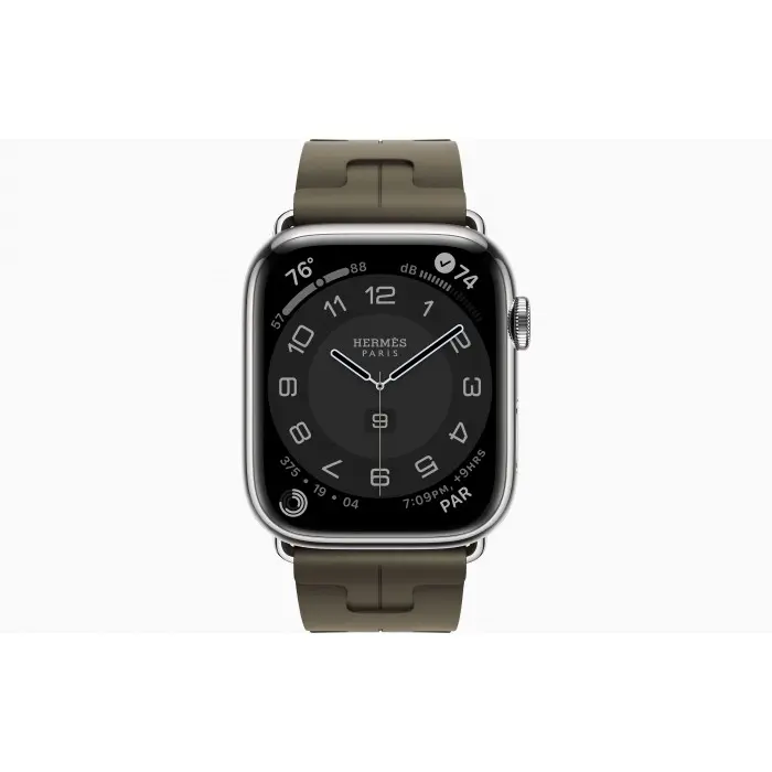 Умные часы Apple Watch Hermès Series 9 GPS + Cellular 45mm Stainless Steel Case with Kaki Kilim Single Tour