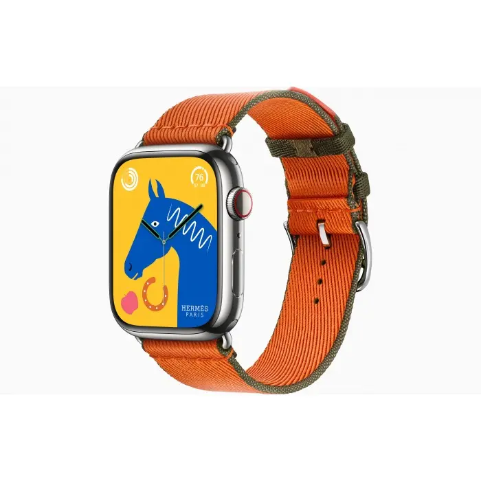 Умные часы Apple Watch Hermès Series 9 GPS + Cellular 45mm Stainless Steel Case with Navy/Rouge H Twill Jump Single Tour