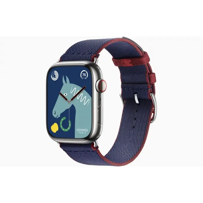 Умные часы Apple Watch Hermès Series 9 GPS + Cellular 45mm Stainless Steel Case with Navy/Rouge H Twill Jump Single Tour