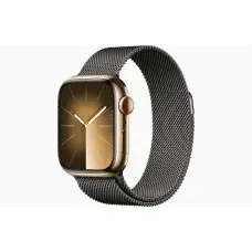 Смарт-часы Apple Watch Series 9 GPS + Cellular, 41mm Gold Stainless Steel Case with Gold Milanese Loop, чёрный