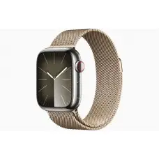 Смарт-часы Apple Watch Series 9 GPS + Cellular, 41mm Stainless Steel Case with silver Milanese Loop, золотистый