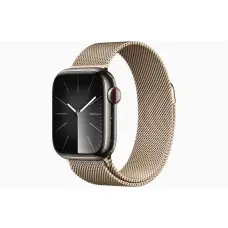 Смарт-часы Apple Watch Series 9 GPS + Cellular, 41mm Graphite Stainless Steel Case with Graphite Milanese Loop, золотистый