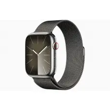 Смарт-часы Apple Watch Series 9 GPS + Cellular, 45mm Stainless Steel Case with silver Milanese Loop, чёрный