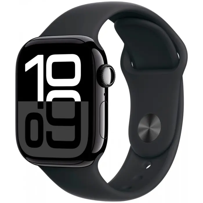 Apple Watch Series 10 42mm Jet Black Aluminum Case with Black Sport Band