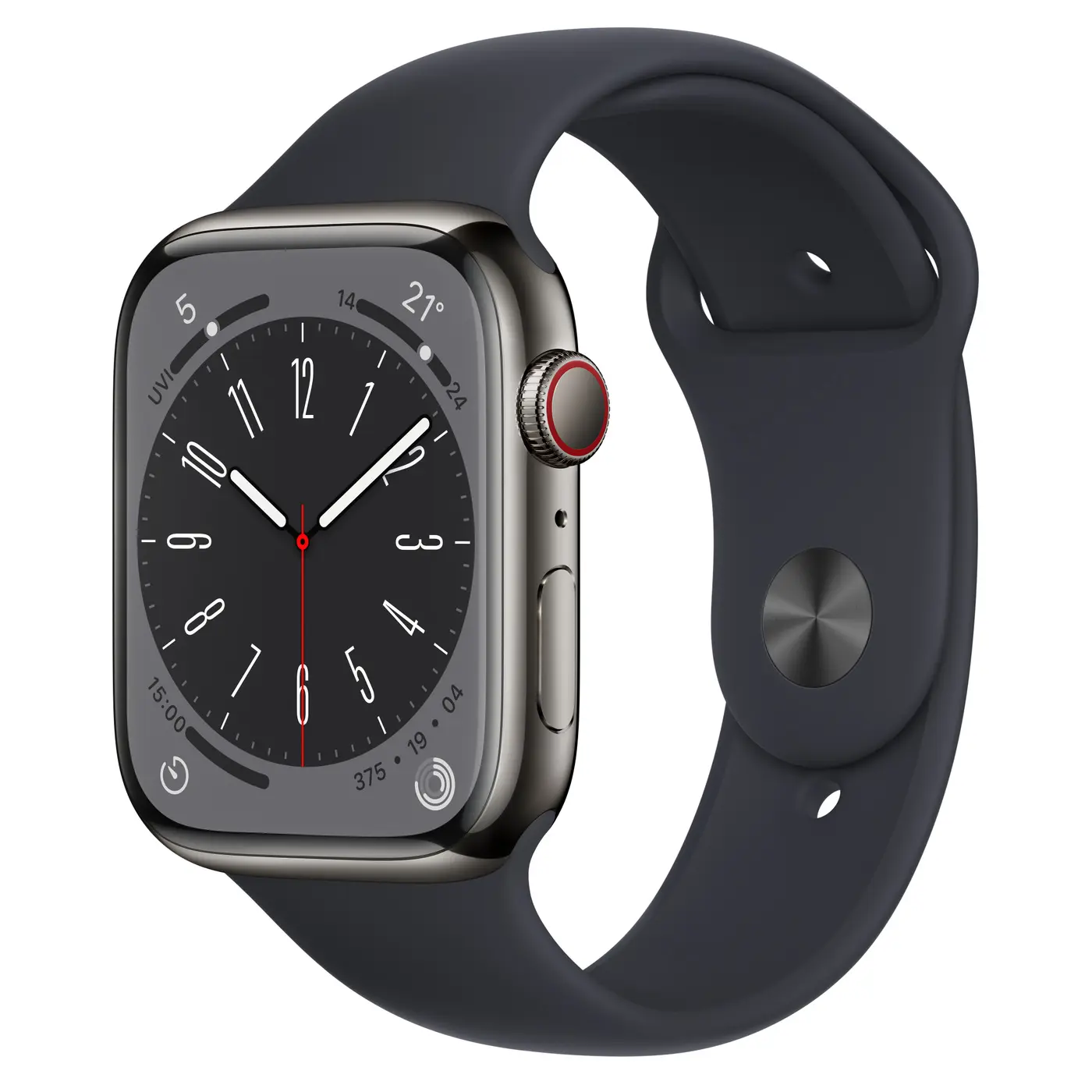 Apple Watch Series 8 GPS Cellular 45mm Gold Stainless Steel Case with Sport Band Midnight