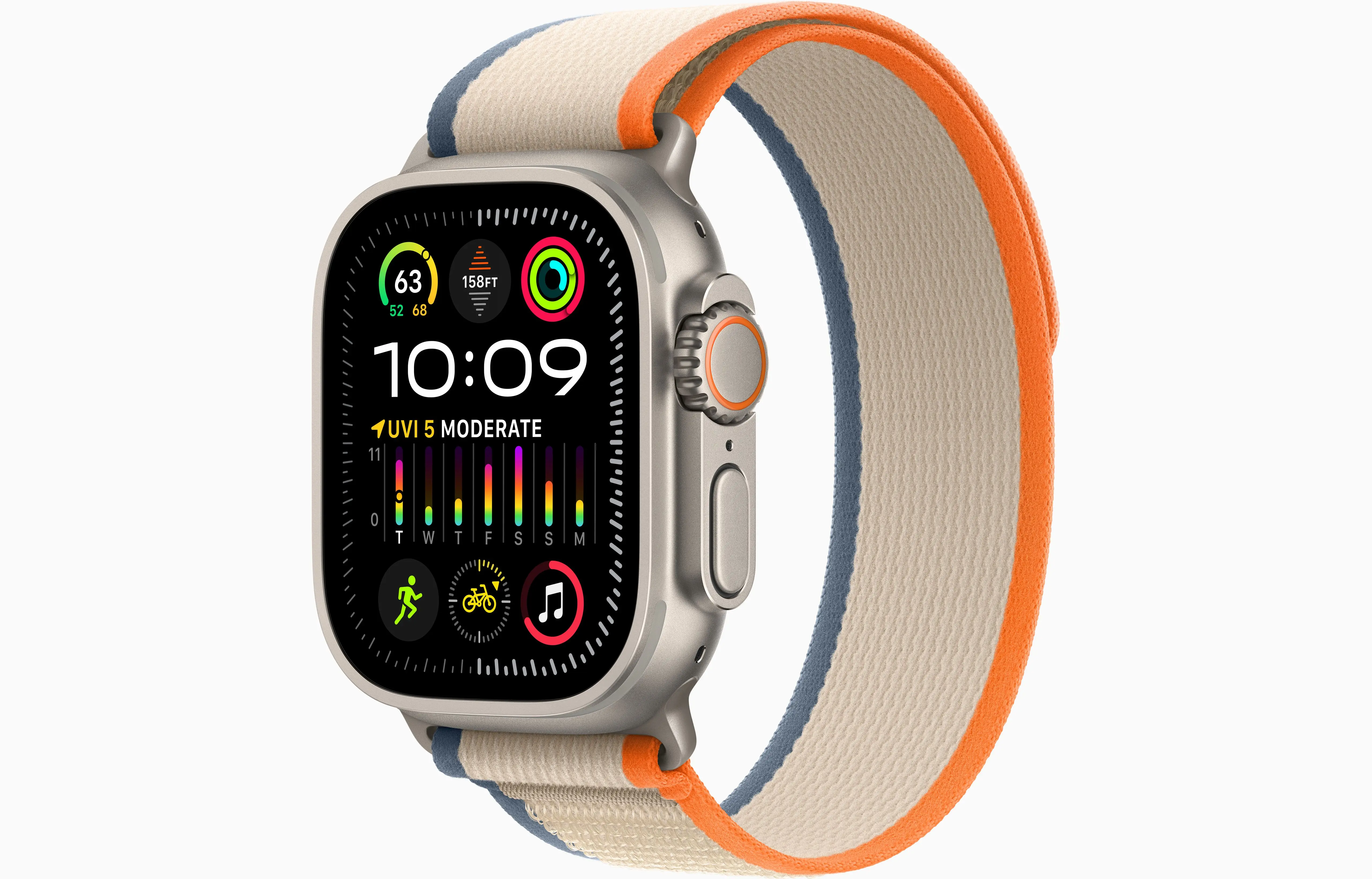 Apple Watch Ultra 2 49 Titanium Orange Beige Trail Loop Small 130 160