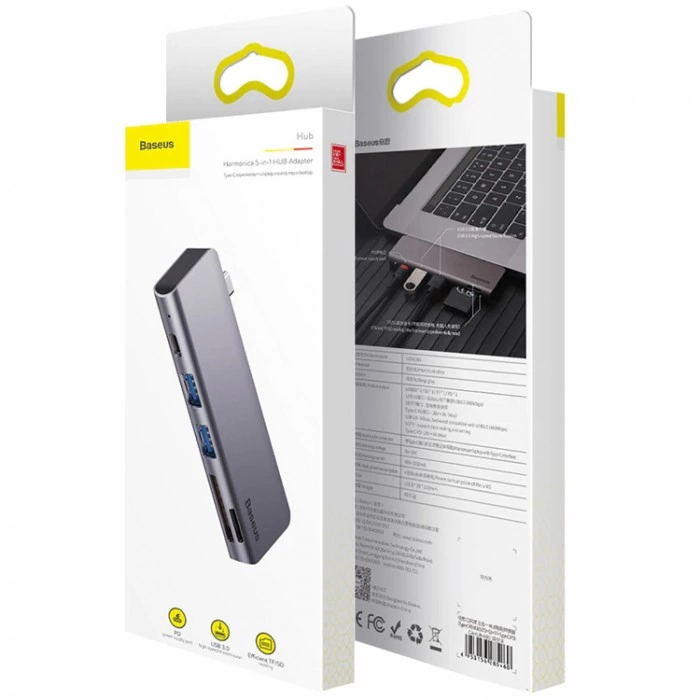 Купить Хаб Baseus Harmonica 5-in-1 HUB Adapter (CAHUB-K0G) в магазине stiltv.ru по низкой цене, фото номер 5