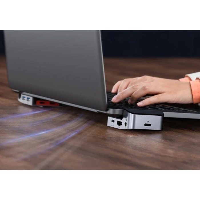 Купить Адаптер Baseus HUB Armor Age Type-C Bracket Multifunctional (CAHUB-AJ0G) USB3.0x3, HDMI, RJ45, Type-Cx3, 3.5 в магазине stiltv.ru по низкой цене, фото номер 7