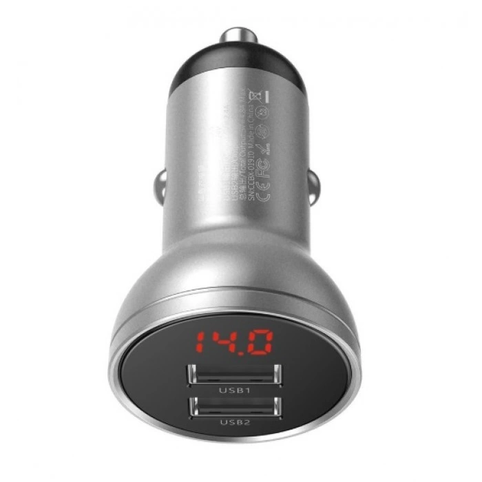 Купить Автомобильная зарядка Baseus Digital Display Dual USB 4.8A 24W Car Charger VCBXA (CCBX-0S) в магазине stiltv.ru по низкой цене