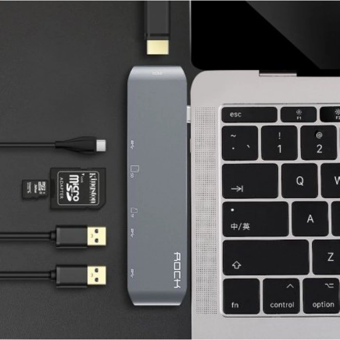 Купить Хаб 6 в 1 ROCK USB Type-C Almighty Hub в магазине stiltv.ru по низкой цене, фото номер 1