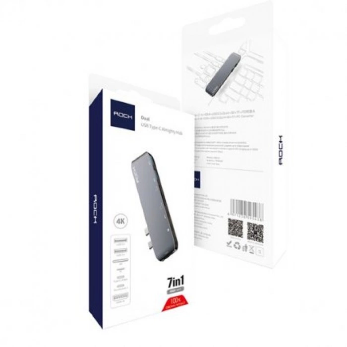 Купить Хаб 7 в 1 ROCK Dual USB Type-C Almighty Hub для MacBook Pro в магазине stiltv.ru по низкой цене, фото номер 1