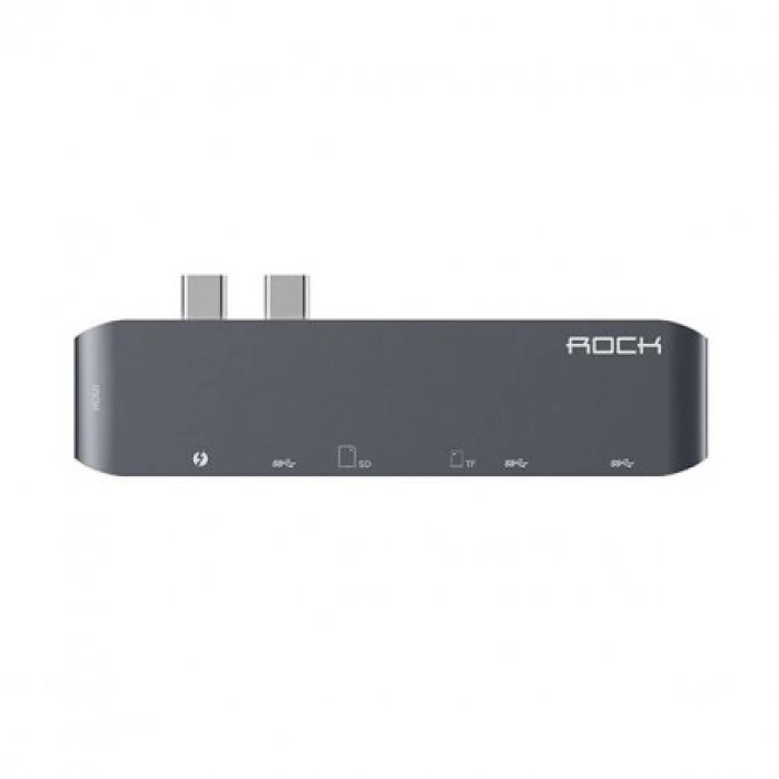 Купить Хаб 7 в 1 ROCK Dual USB Type-C Almighty Hub для MacBook Pro в магазине stiltv.ru по низкой цене