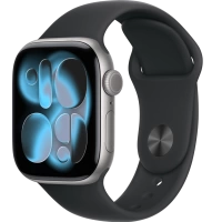 Apple Watch Series 11 42mm Space Grey Aluminium Black Sport Band S/M, 130-180mm