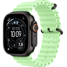 Apple Watch Ultra 3 49mm Black Titanium Case with Neon Green Ocean Band (2025)