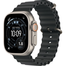 Apple Watch Ultra 3 49mm Natural Titanium Case with Black Ocean Band (2025)