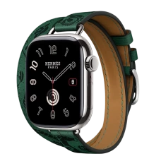 Apple Watch Hermès Series 11 42mm Titanium Case with Double Tour Attelage Animaux Bandana Vert Moyen