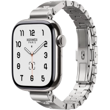 Apple Watch Hermès Series 11 42mm Titanium Case with Single Tour Simple Tour 42 mm Grand H Fin Satine (L, 160-175mm)