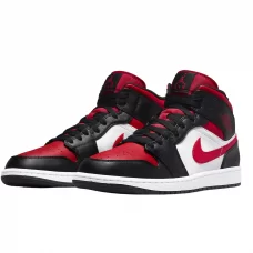 Кроссовки AIR JORDAN 1 MID BLACK, FIRE RED & WHITE 554724 079  US 10/ СМ 28/ EUR 44