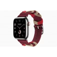 Умные часы Apple Watch Hermès Series 9 GPS + Cellular 41mm Stainless Steel Case with Rouge H Bridon Single Tour