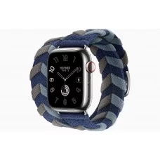 Умные часы Apple Watch Hermès Series 9 GPS + Cellular 41mm Stainless Steel Case with Navy Bridon Double Tour