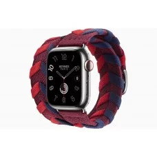 Умные часы Apple Watch Hermès Series 9 GPS + Cellular 41mm Stainless Steel Case with Rouge H Bridon Double Tour
