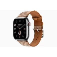 Умные часы Apple Watch Hermès Series 9 GPS + Cellular 41mm Black Stainless Steel Case with Gold/Ecru Toile H Single Tour