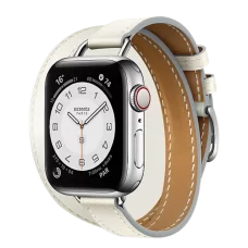 Умные часы Apple Watch Hermès Series 9 GPS + Cellular 41mm Stainless Steel Case with Blanc Double Tour Attelage