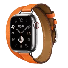 Умные часы Apple Watch Hermès Series 9 GPS + Cellular 41mm Stainless Steel Case with Orange Double Tour Attelage