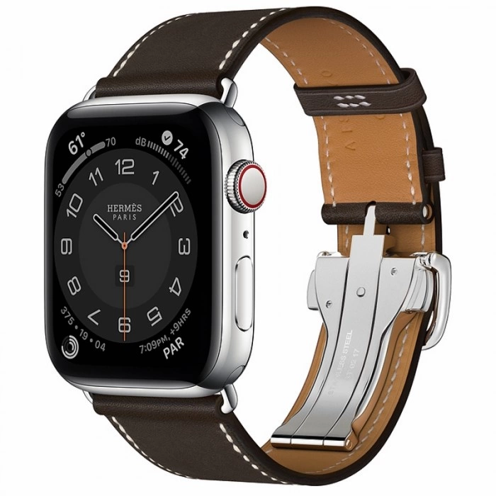 Купить Apple Watch Hermès Series 10 GPS + Cellular 46mm Stainless Steel Case with Deployment Buckle, Dark Brown в магазине stiltv.ru по низкой цене