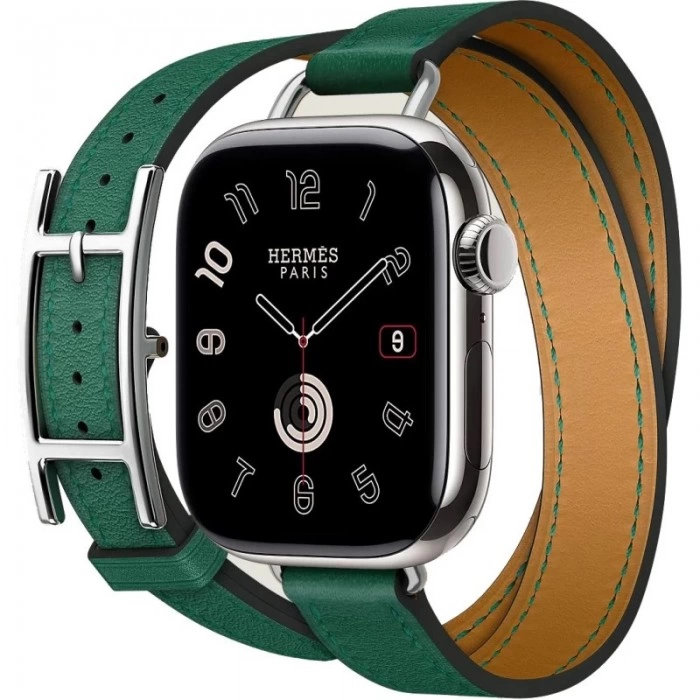Купить Apple Watch Hermès Series 10 42mm Stainless Steel Case with Double Tour Hapi Attelage, Vert Moyen в магазине stiltv.ru по низкой цене