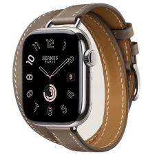 Apple Watch Hermès Series 10 42mm Stainless Steel Case with Double Tour Attelage, Ètoupe