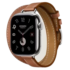 Apple Watch Hermès Series 10 42mm Stainless Steel Case with Double Tour Attelage, Gold