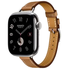 Apple Watch Hermès Series 10 42mm Stainless Steel Case with Attelage Single Tour, Gold